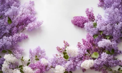 Fototapeten Frame of lilac flowers on an isolated white background © Светлана Мяндина