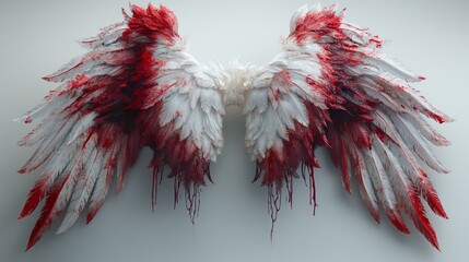 bloody angel wings on a white background. Generative AI