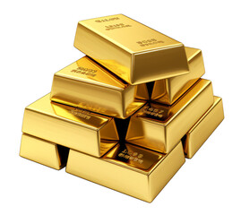 gold bars isolated on transparent background