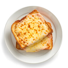 Croque monsieur toasted bread slices isolated on white