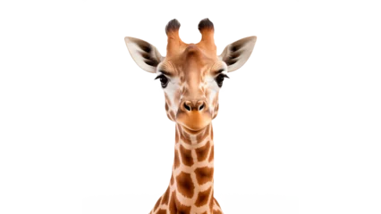 Gordijnen Giraffe animal cut out. Isolated giraffe animal on transparent background © yLemon