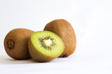 Kiwi Fruit on White Isolated Fresh
