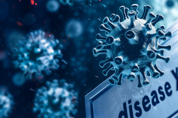 disease X conceptual composition with coronaviruses for new pandemic topic - obrazy, fototapety, plakaty