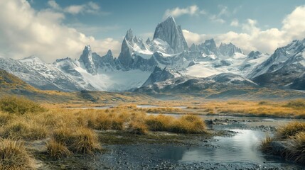 Mountain scenic landscape in Patagonia
