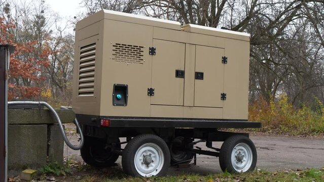 Mobile trailer type power station is an independent, complete power generation device and system. Source of electric energy. Mobile trailer diesel powered generator with four wheels