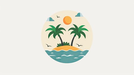 create a logo for a company called kitchen island marketing, island, palmtrees house, minimal flat vector logo 