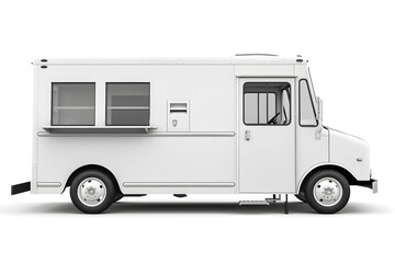 White food truck mock up Side view isolated white background