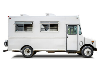 White food truck mock up Side view isolated white background
