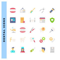 25 Dental Flat icons pack. vector illustration.
