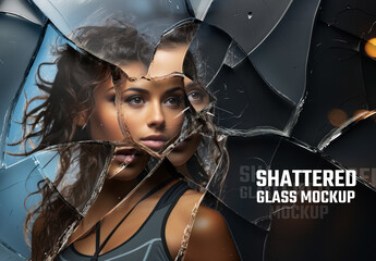 Smashed And Broken Glass Photo Effect Mockup. Generative Ai