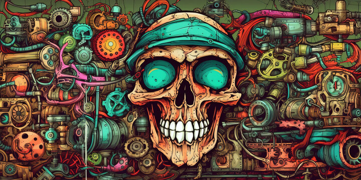 Industrial steampunk theme background