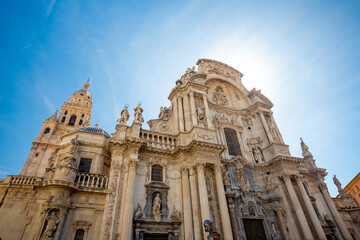 Fototapeta na wymiar Cathedral of Murcia, Spain. Blue sky 