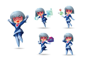 blue white short hair Super Hero Girl Set2