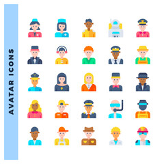 Fototapeta premium 25 Avatar Flat icons pack. vector illustration.