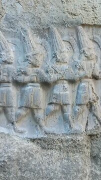 Ancient city Hattusas underground god figures. Boğazkale, Yozgat, Turkey. historical underground ruins