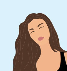 Illustration of a woman beautiful on a blue background.