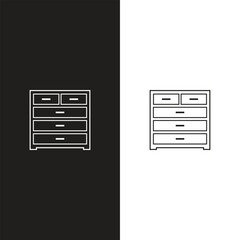 cupboard and cabinet interior furniture, outline icon set