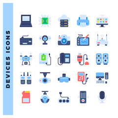 25 Devices Flat icons pack. vector illustration.