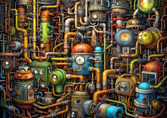 Industrial steampunk theme background