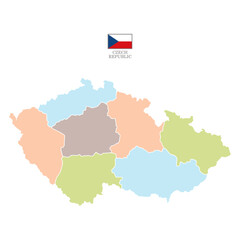 czech republic color map background with states. map isolated on white background with flag. Vector illustration map europe