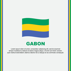 Gabon Flag Background Design Template. Gabon Independence Day Banner Social Media Post. Gabon Cartoon