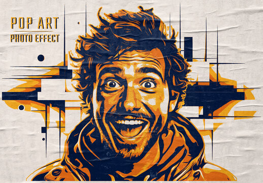Pop Art Vintage Abstract Photo Effect Mockup. Generative Ai Background