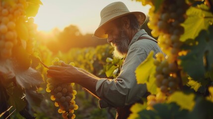 Farmer Picking Grapes