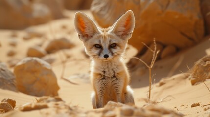 Cute Fennec Fox in Desert