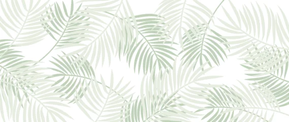 Fotobehang Green tropical leaves vector background. Exquisite simple tropical palm leaf wallpaper design for decor, fabric, print advertising, background. © leafyori