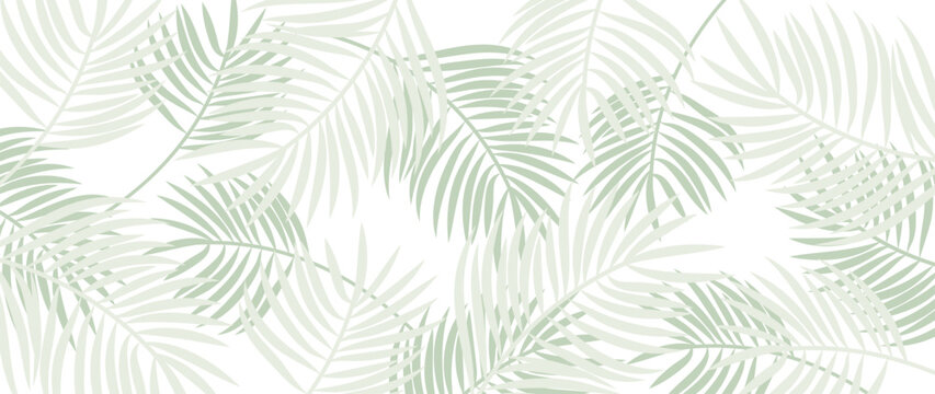 Green tropical leaves vector background. Exquisite simple tropical palm leaf wallpaper design for decor, fabric, print advertising, background.