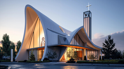 Beautiful modern church with original architecture