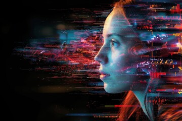 Womans Face With City Background