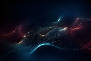 Background Design for Abstract Waving Particle Technology, Big data, technology, Luminous Background with Changing Holographic Curves, abstract wave flowing dots and flow particles