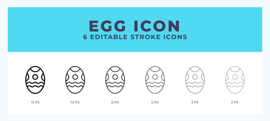 Egg icon set with different stroke. Design elements for logo. Vector illustration.