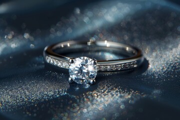 engagement ring with diamonds. brilliant cut ring - obrazy, fototapety, plakaty