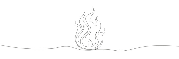 Continuous line fire one line drawing isolated vector fire illustration