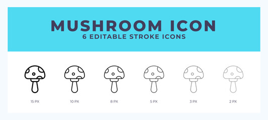 Mushroom vector icon. With different stroke vector illustration.