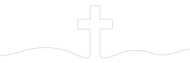 Continuous drawn one line of the symbol of religion. Vector illustration.