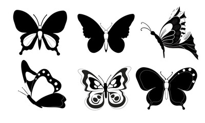 Naklejka premium Butterfly icon graphic black white isolated sketch illustration vector. Modern seamless pattern of monarch butterfly contours on white background