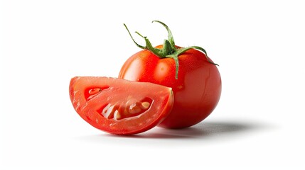 tomato with half of tomato isolated on a white background 
