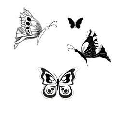 Fototapeta premium Butterfly icon graphic black white isolated sketch illustration vector. Modern seamless pattern of monarch butterfly contours on white background