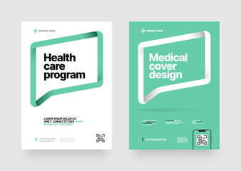 A medical cover design for a health care program featuring with text frame. Font and paper product used for message.