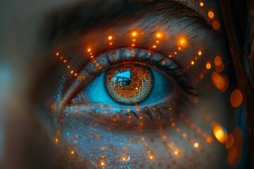 Detailed Close-Up of Persons Eye With Reflection