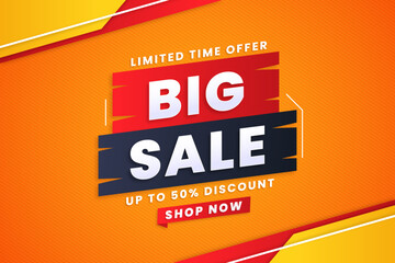 Big sale banner design template with gradient shapes to promote your business