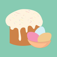 Easter, happy Easter, cake, pastries, cakes with icing and sprinkles. Easter egg, colored eggs in a cup