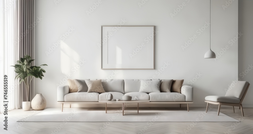 Canvas Prints  Modern minimalist living room with clean lines and neutral tones