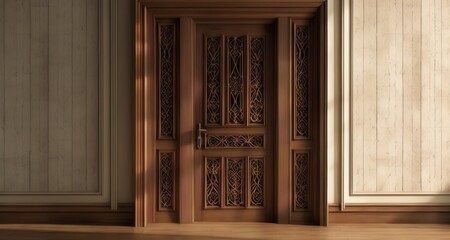  Elegant wooden door with intricate carvings