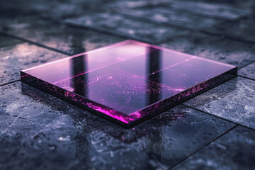 Black and Purple square shape background presentation design. AI Generated
