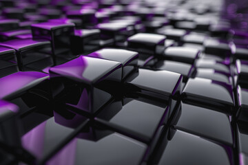 Fototapeta premium Black and Purple square shape background presentation design. AI Generated