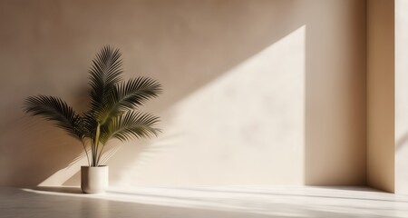  Elegant simplicity - A single palm plant in a minimalist setting